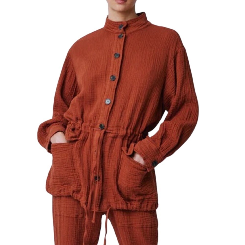 Raquel Allegra Terracotta Utility Jacket‎ Cotton Gauze Size M